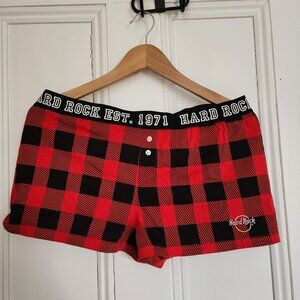 Vintage Hard Rock Sleep Shorts – Black & Red Buffalo Plaid | Women’s M